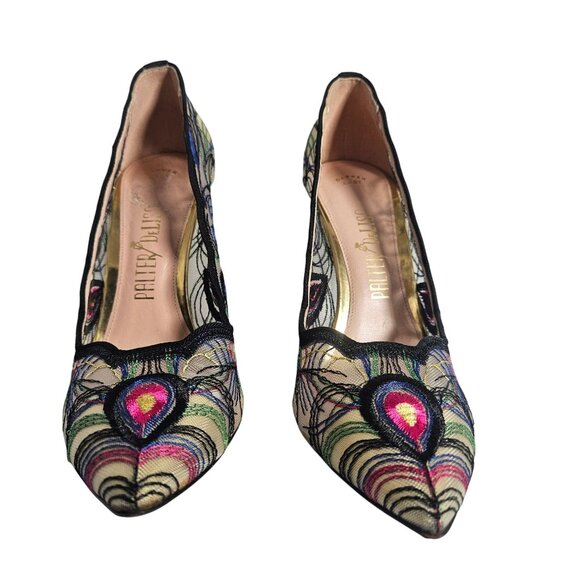 Palter DeLiso Women’s Heels Peacock Feather Embroidery 37.5 Art to Wear Maximali - Picture 10 of 13